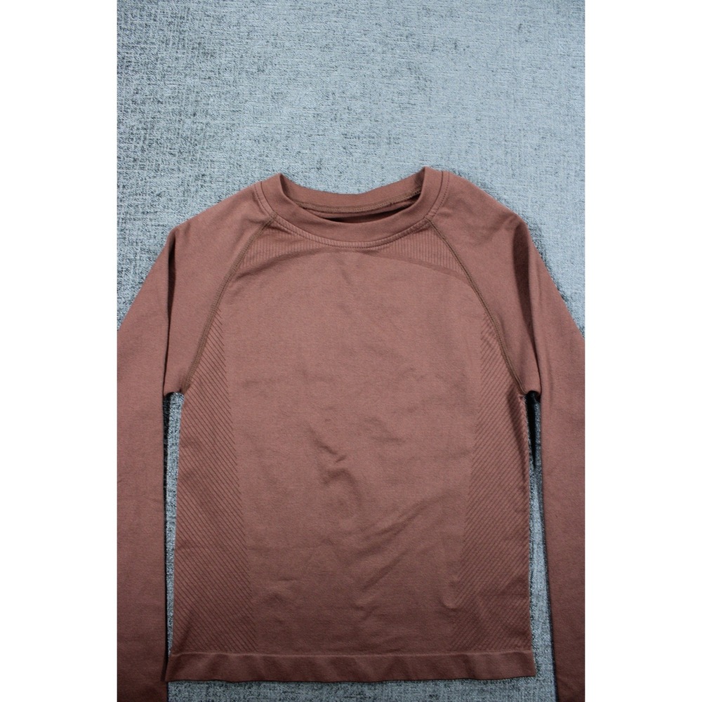 Seamless Long Sleeve Athletic Top Brown Compression Thumbhole Yoga Shirt